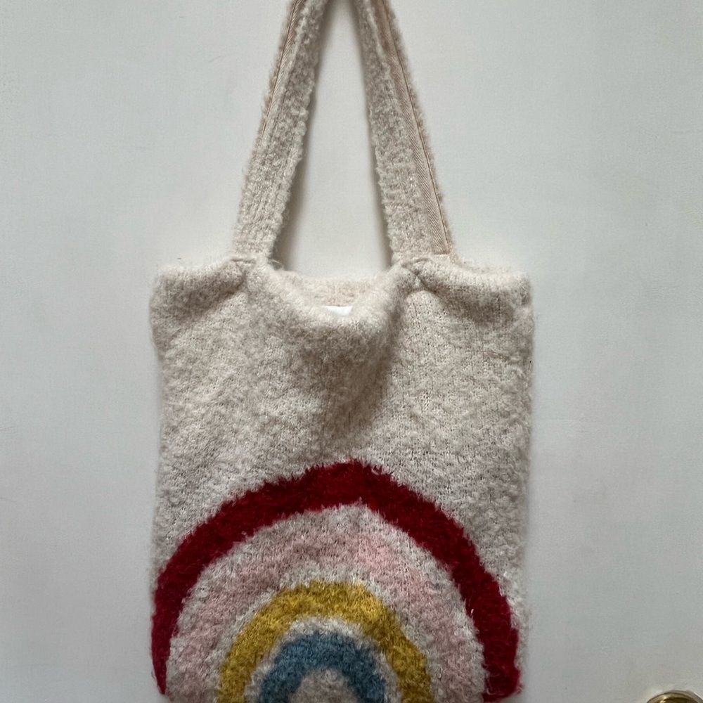 Free People Cream Tote with Rainbow Arches